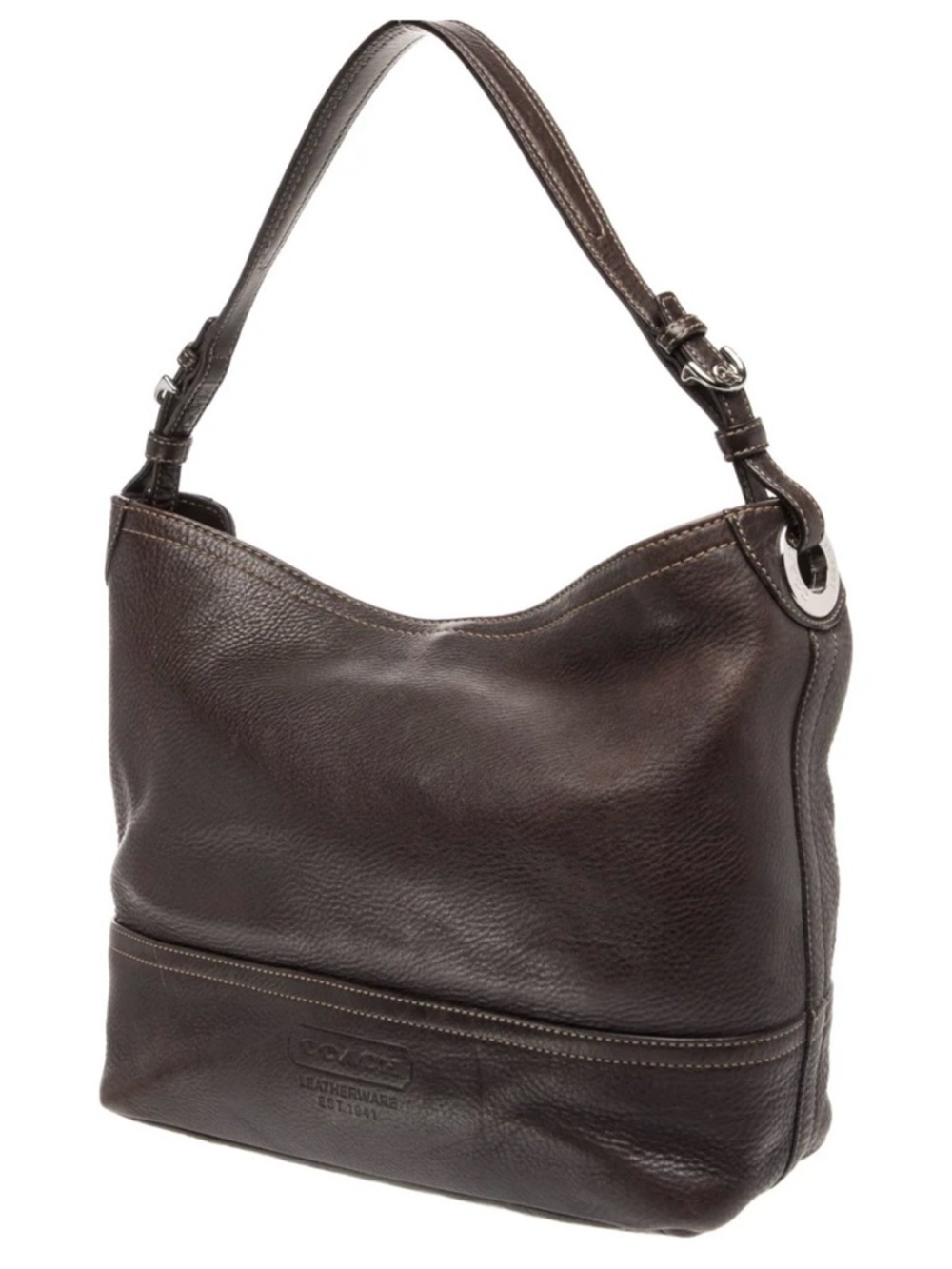 Coach Brown Leather Shoulder Bag Hobo Style Pebble Leather Classic Everyday Bag